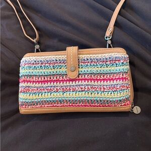 The Sak Multi-colored striped crossbody clutch/wallet